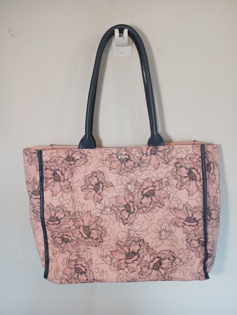Victoria's Secret Pink Floral Tote with Navy Trim